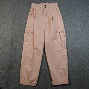 Anthropologie Pants Womens 26 Cargo Pink Utility Pleated Straight Leg Pilcro